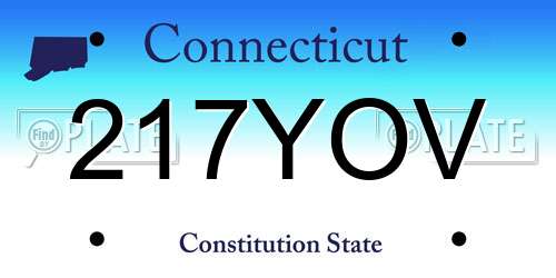 217YOV Connecticut License Plate