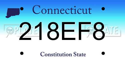 218EF8 Connecticut License Plate