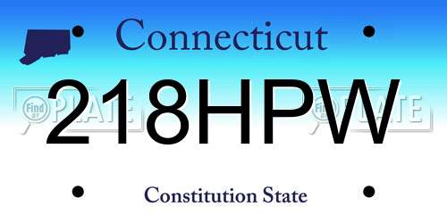 218HPW Connecticut License Plate