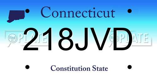 218JVD Connecticut License Plate