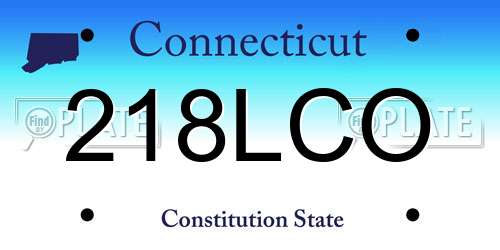 218LCO Connecticut License Plate