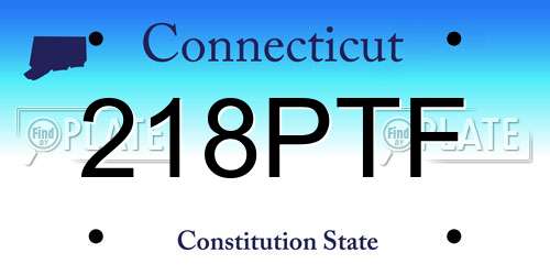 218PTF Connecticut License Plate