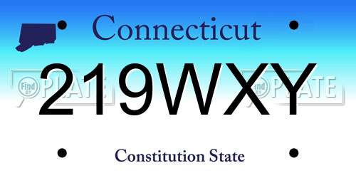 219WXY Connecticut License Plate
