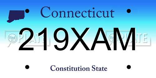 219XAM Connecticut License Plate