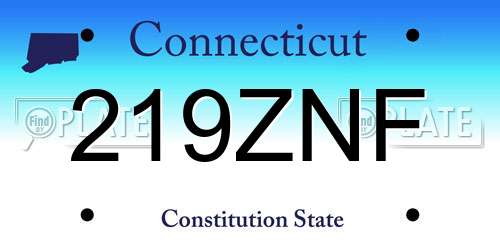 219ZNF Connecticut License Plate