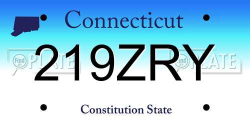 219ZRY Connecticut License Plate