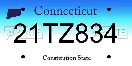 21TZ834 Connecticut License Plate