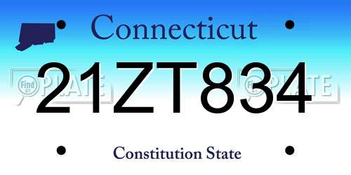 21ZT834 Connecticut License Plate