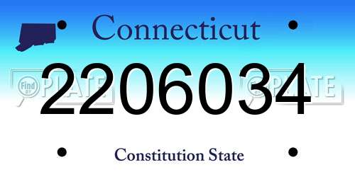 2206034 Connecticut License Plate
