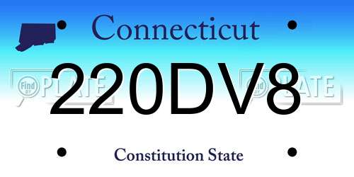 220DV8 Connecticut License Plate