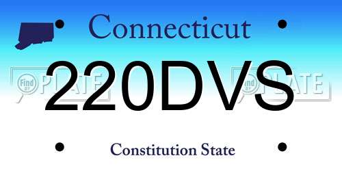 220DVS Connecticut License Plate