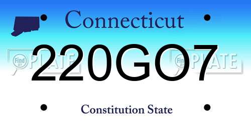 220GO7 Connecticut License Plate