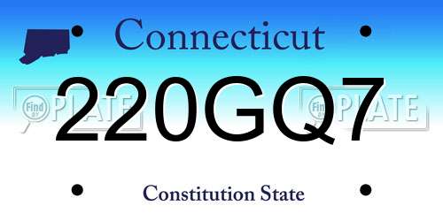 220GQ7 Connecticut License Plate