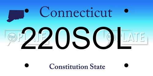 220SOL Connecticut License Plate