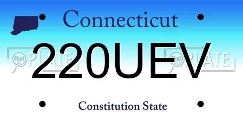 220UEV Connecticut License Plate