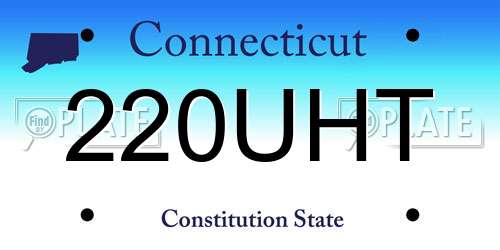 220UHT Connecticut License Plate