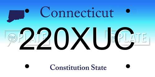 220XUC Connecticut License Plate