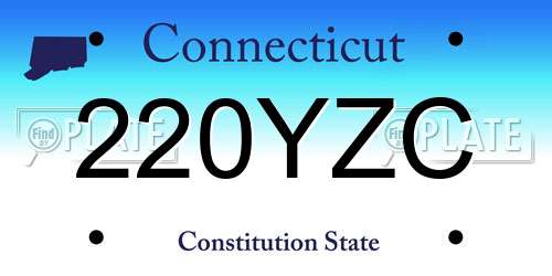 220YZC Connecticut License Plate