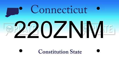 220ZNM Connecticut License Plate