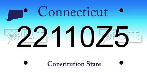 22110Z5 Connecticut License Plate