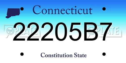 22205B7 Connecticut License Plate