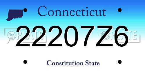 22207Z6 Connecticut License Plate