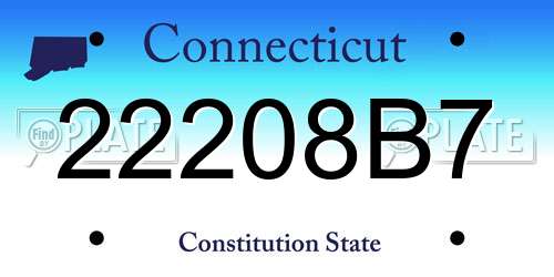 22208B7 Connecticut License Plate