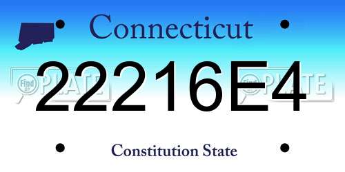 22216E4 Connecticut License Plate
