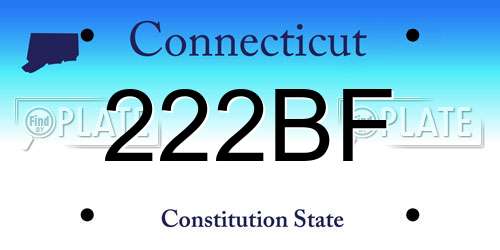 222BF Connecticut License Plate