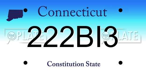 222BI3 Connecticut License Plate