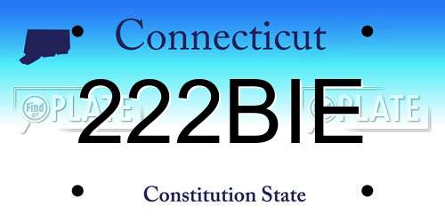 222BIE Connecticut License Plate