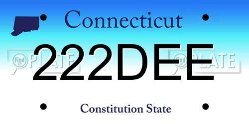 222DEE Connecticut License Plate