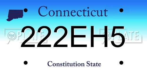 222EH5 Connecticut License Plate