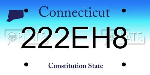 222EH8 Connecticut License Plate