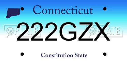 222GZX Connecticut License Plate