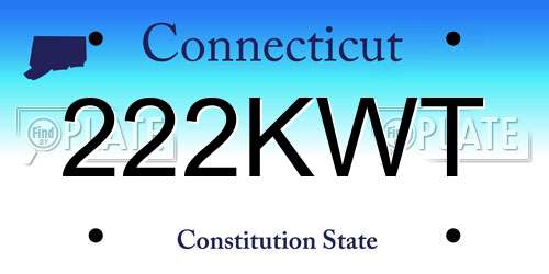 222KWT Connecticut License Plate