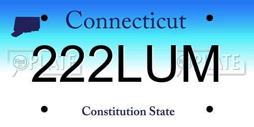 222LUM Connecticut License Plate
