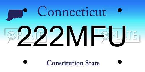 222MFU Connecticut License Plate