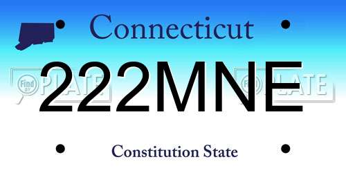 222MNE Connecticut License Plate
