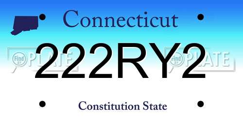 222RY2 Connecticut License Plate