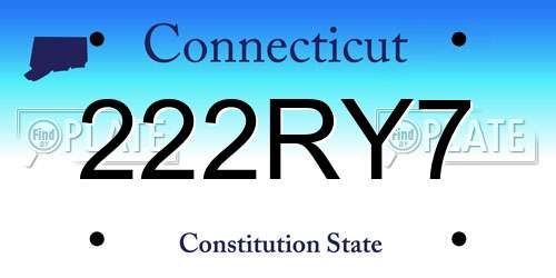 222RY7 Connecticut License Plate