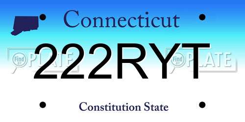 222RYT Connecticut License Plate