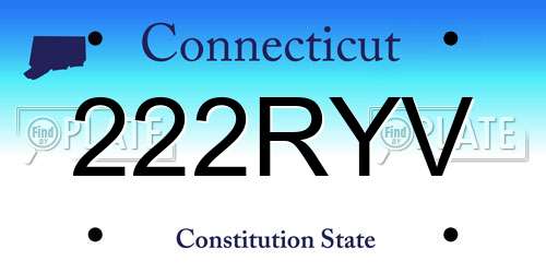 222RYV Connecticut License Plate