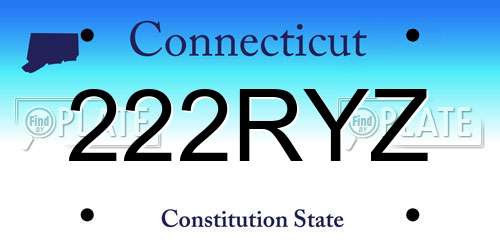 222RYZ Connecticut License Plate
