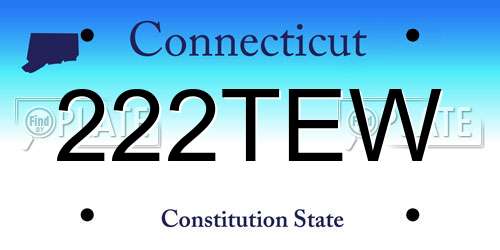 222TEW Connecticut License Plate
