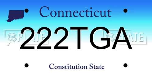 222TGA Connecticut License Plate