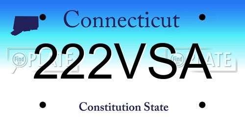 222VSA Connecticut License Plate