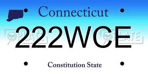 222WCE Connecticut License Plate
