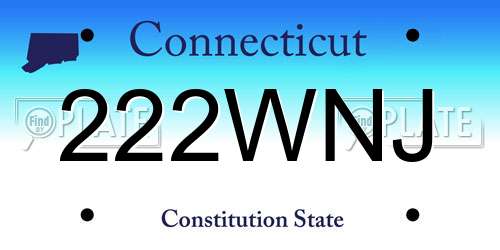 222WNJ Connecticut License Plate