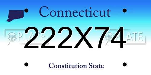 222X74 Connecticut License Plate